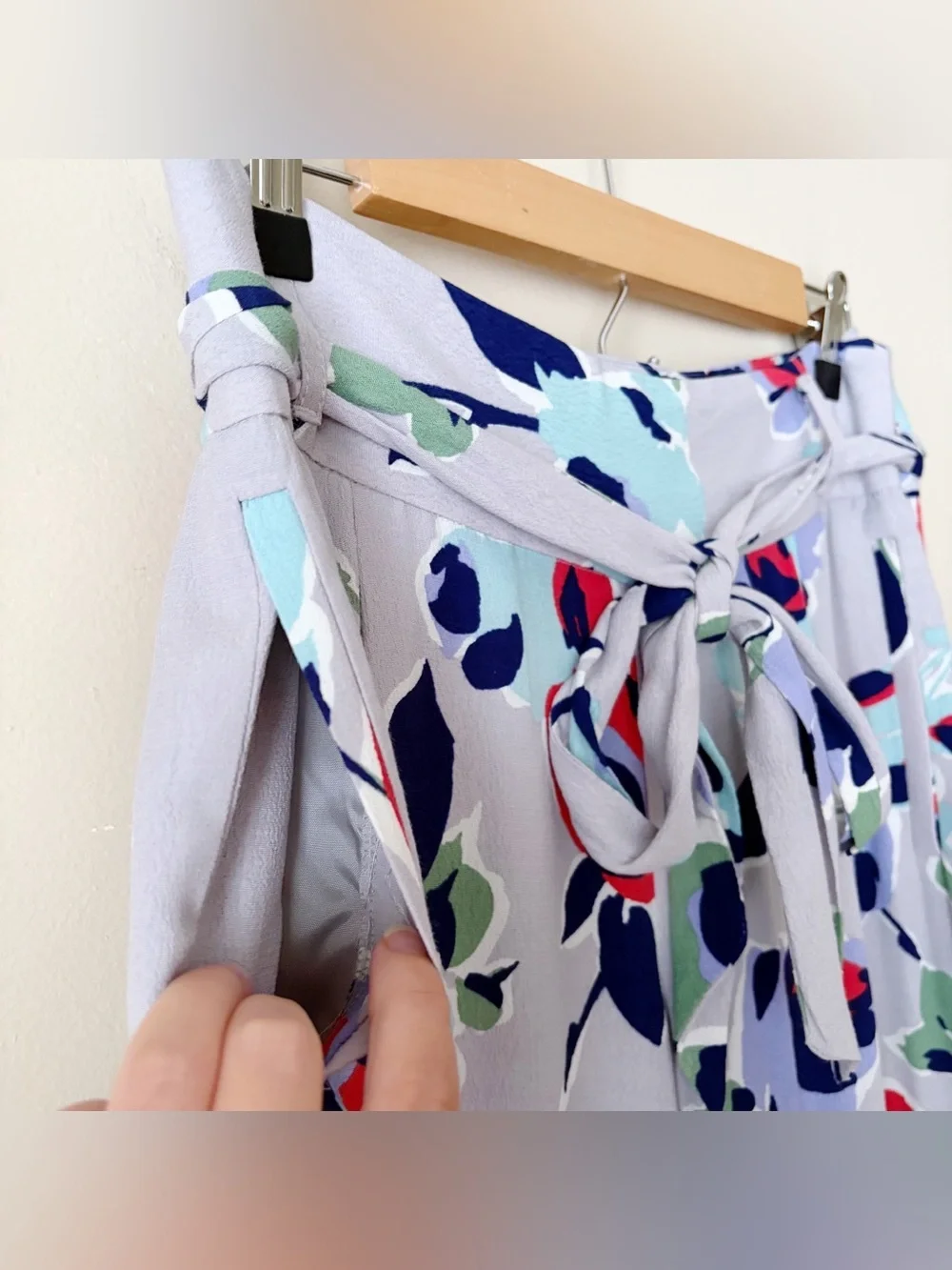Elevenses Anthropologie | Ambrosia Floral Wide Leg Palazzo Pants Sash Belt SZ 4